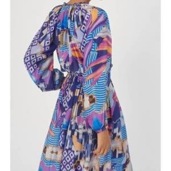 CHUFY Heidi Maxi Dress Violet Blue Print With Pockets Size Small Like New - Picture 3 of 13